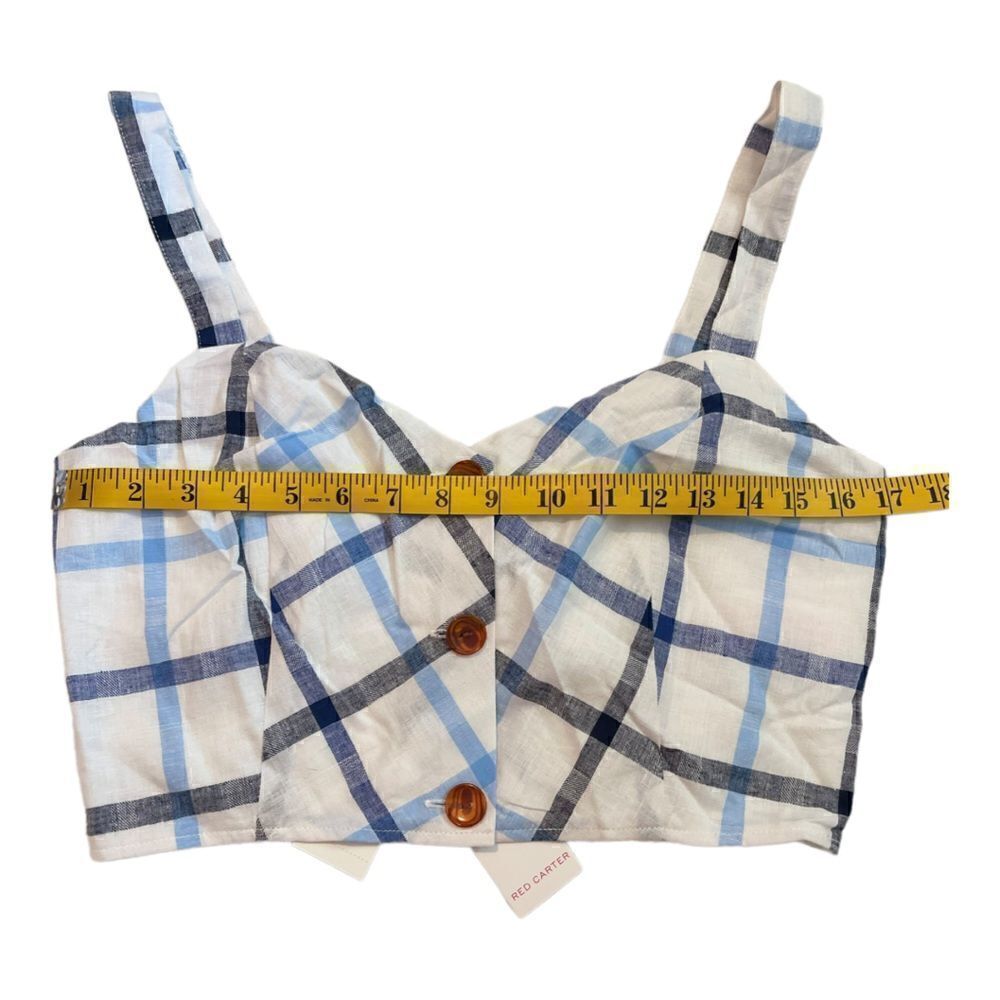 Red Carter Linen Meet & Greet Gingham Crop Top.Size M - Picture 12 of 13